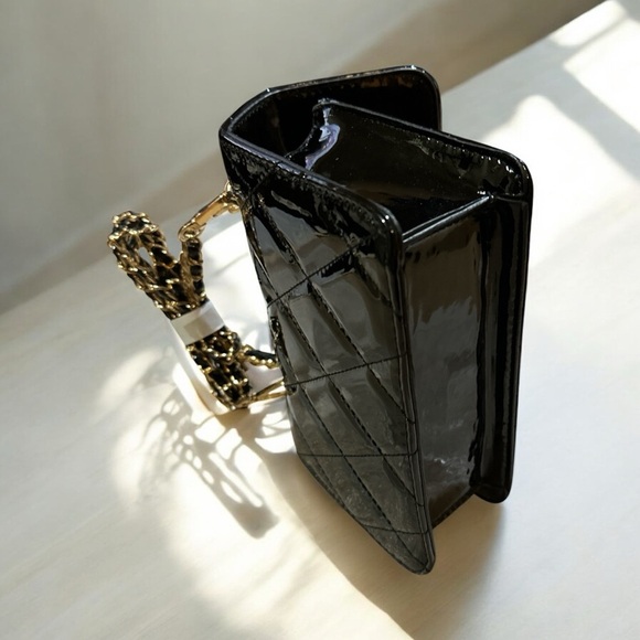 Valentino Orlandi Black Quilted Patent Leather Bag – NWT - Picture 5 of 11